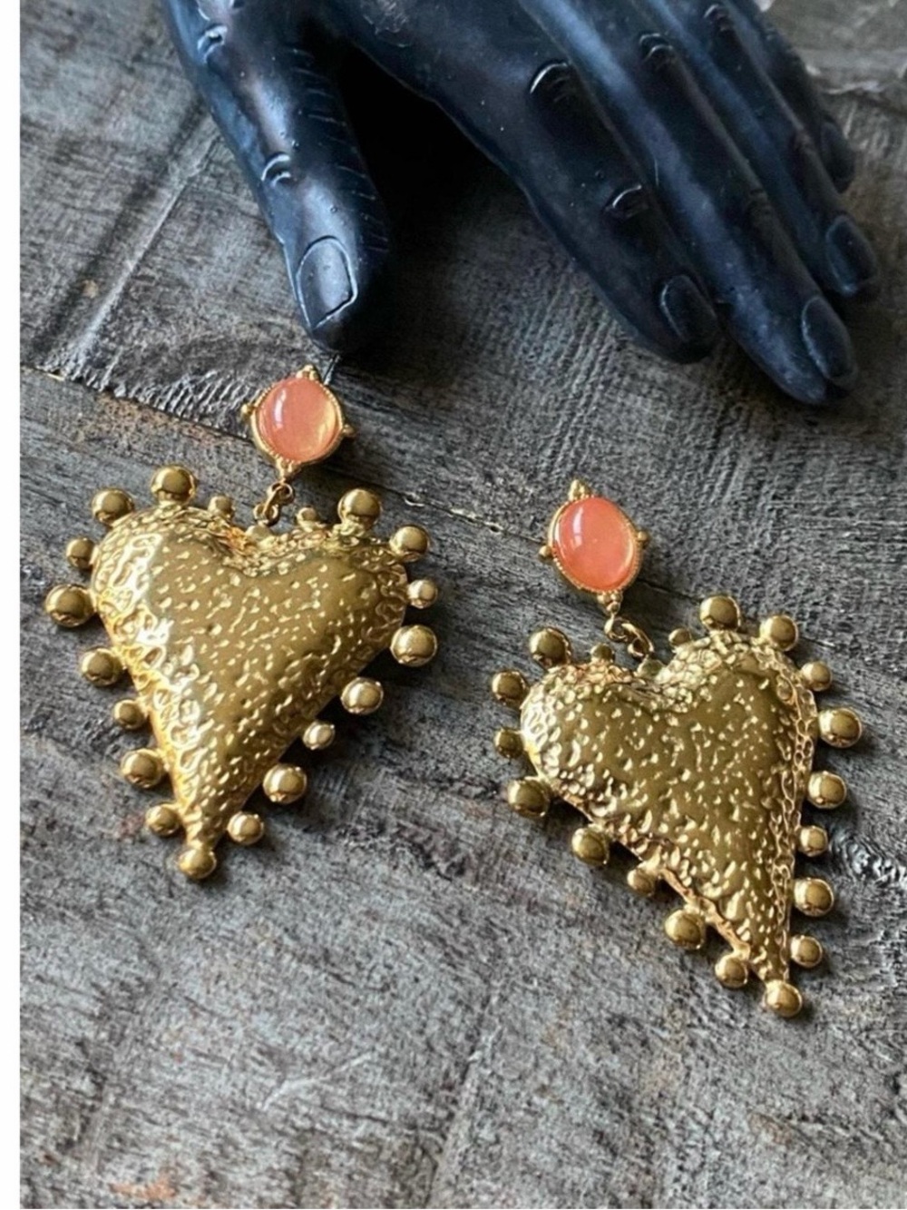 New Anthropologie Gold Heart Drop Earrings.stainless steel 925 post backs.